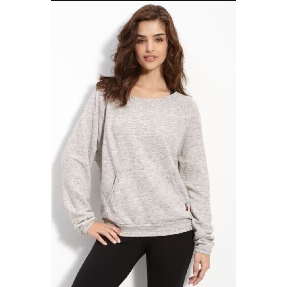 Hard Tail Forever Oversize Raglan Heather Gray Sweatshirt Pockets XS